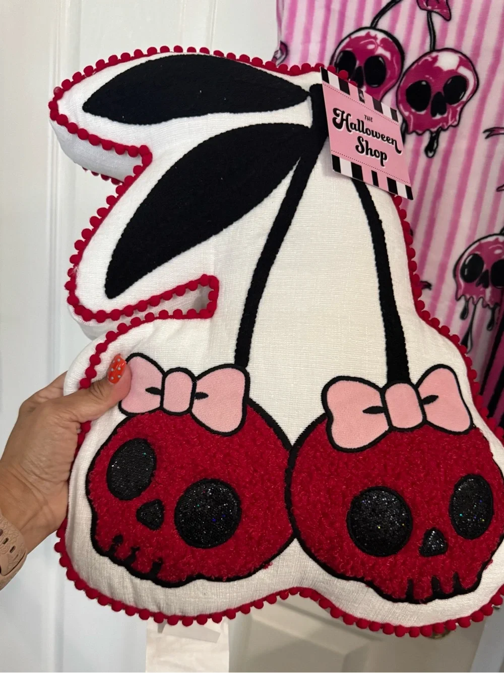Cherry skull reversible throw and cherry skull pillow set BNWT